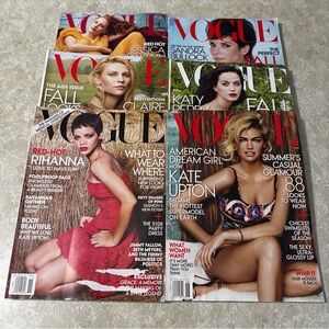 Vogue 2012 + 2013 Magazine Lot 6 Rihanna, Kate Upton, Katy Perry Chastain, Dane